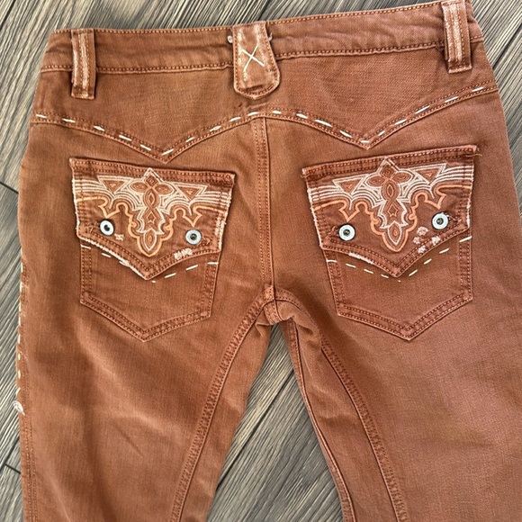 Antik Denim Brown Flare Jeans contrast stitching western jeans size 27 cowboy - Picture 7 of 15